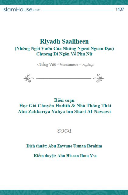 Riyaadh Al-Saaliheen - Chương Di Ngôn Về Phụ Nữ -